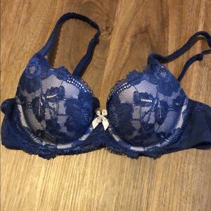 Elegant Blue Lace Bra